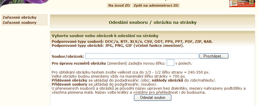 odesl�n� obr�zku