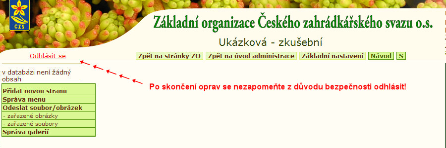 za��tek administrace